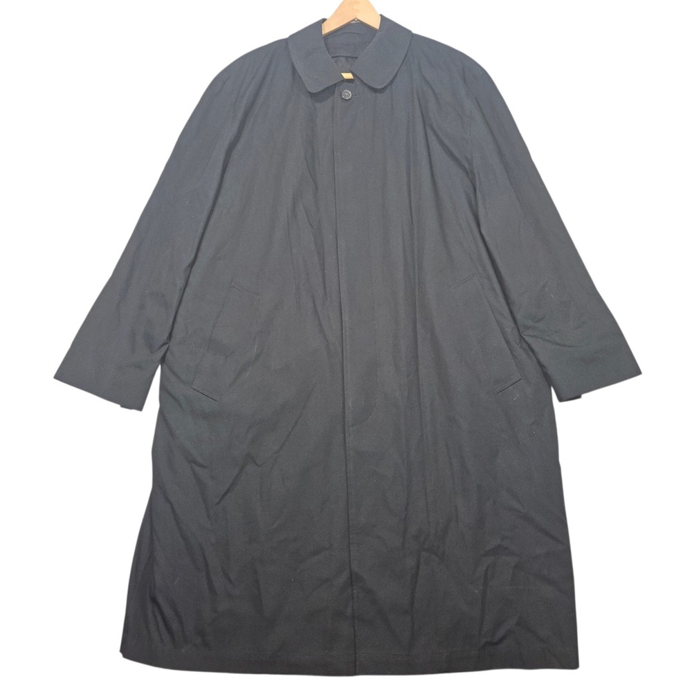 London Fog VTG Single Breasted Overcoat Trench Coat Black Sz 44 Short